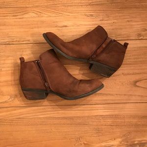 Brown suede booties